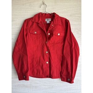 VTG! Pendleton Red Denim Jean Jacket Women's M Cotton Button Front Classic